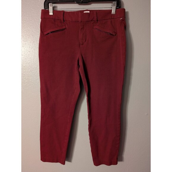 Gap Womens Pants 8P Petite Signature Skinny Ankle Burgundy Stretch Career - Picture 2 of 7